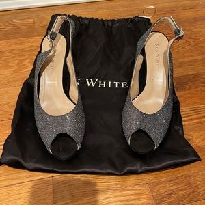 Ron White -- Gray Slingback Peep Toe Wedge -- size EU 38 - US 7.5